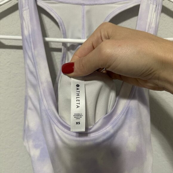 Athleta Nitro Tank Top Purple Tie Die Keyhole Back Soft Anti-Odor Size XS - Picture 5 of 6